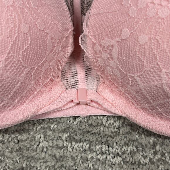Victoria's Secret Push Up Bra Womens 36B Racer Back Front Clasp Pink Lacy Sexy - Picture 4 of 8